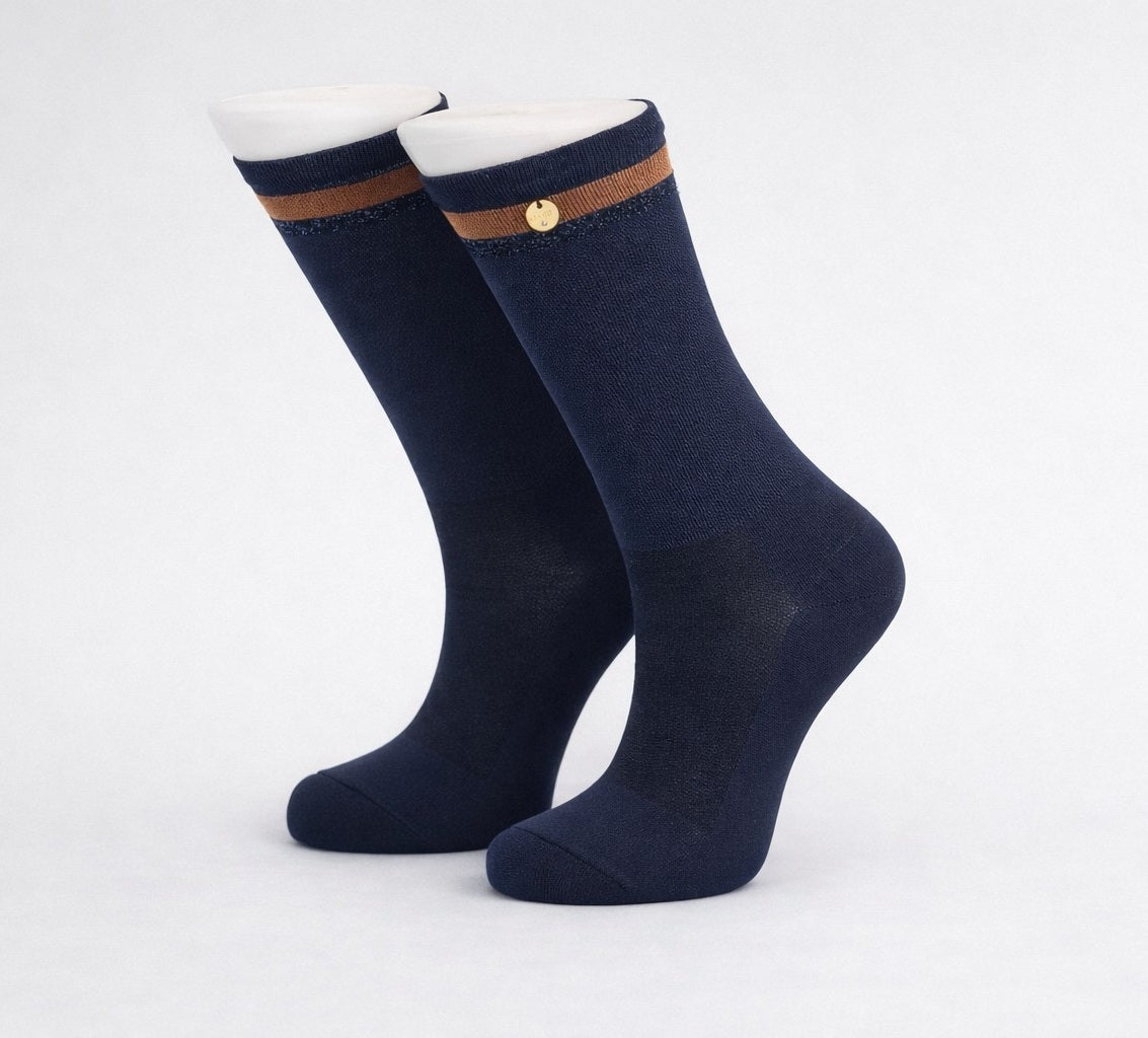 Chaussettes vélo femme Bleu Amber – respirantes, techniques et Made in France