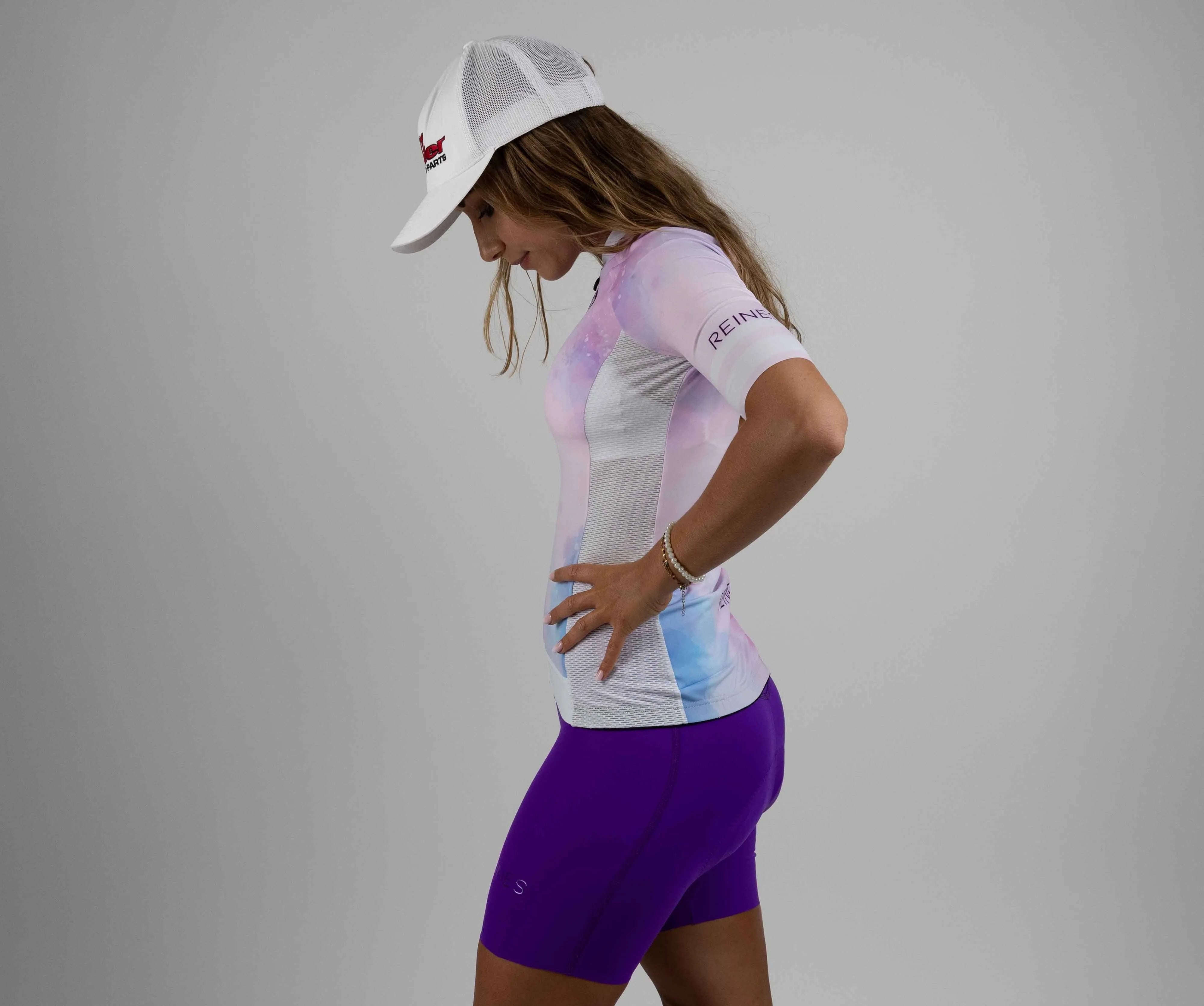 Maillot cyclisme femme Aquarella Reines tissu respirant vue profil