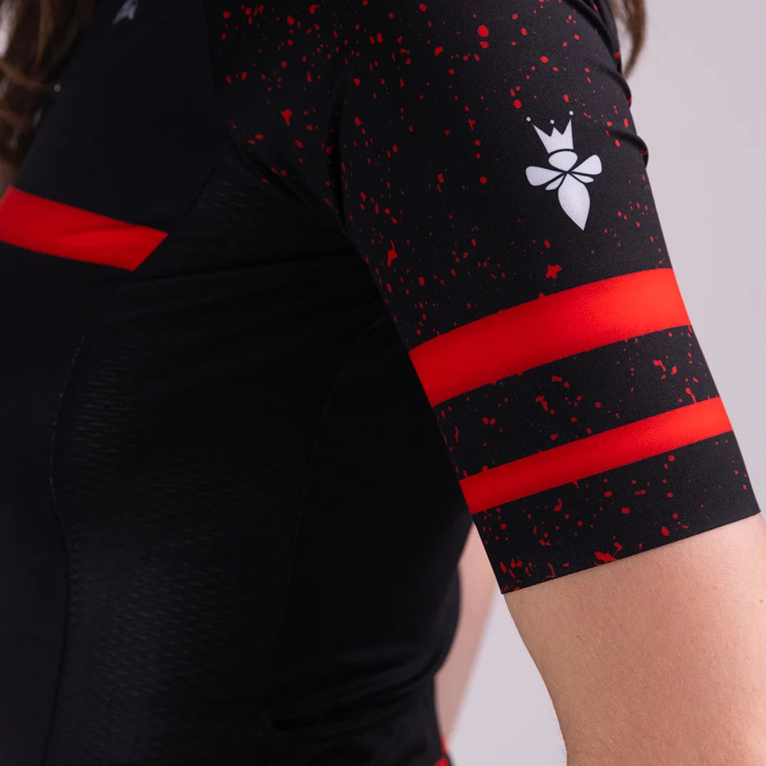 Women's Cycling Jersey Red Grunge